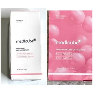 Medicube PDRN Pink Peptide Serum 1.01 fl oz AND One Day Serum Vials, 10 ea. NEW